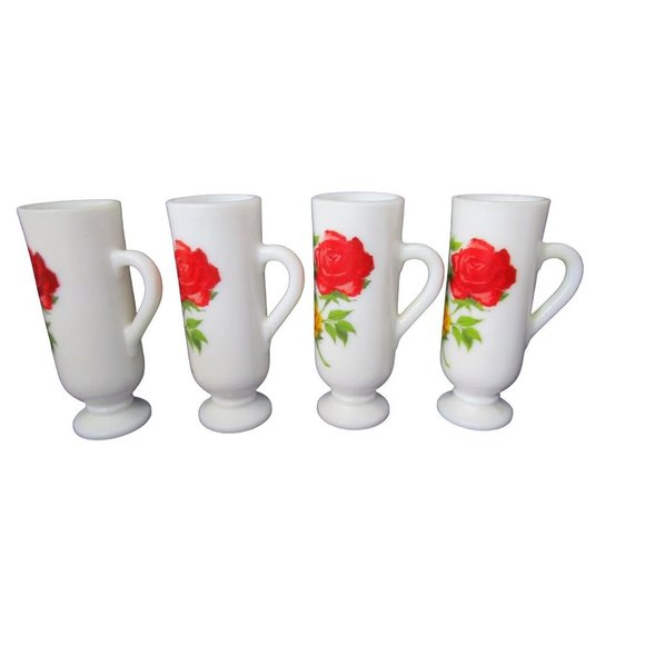 Red Yellow Rose on Milk Glass Avon Cordial Tia Maria Demitasse Mug GUC  Four - Picture 6 of 16
